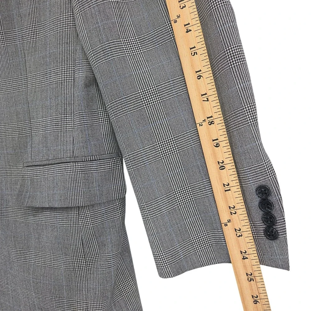 Jos A Bank Signature Collection Mens 42R Grey Glen Check Wool Blazer Suit Jacket